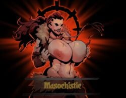 1girls areolae big_breasts breasts breasts_out busty curvy darkest_dungeon donaught female female_only hellion_(darkest_dungeon) huge_breasts human large_breasts muscular muscular_female nipples pawg red_hair scar skimpy skimpy_clothes solo solo_female venus_body voluptuous whip