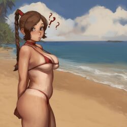 1girls ai_generated avatar_the_last_airbender beach bikini illestnsfw solo ty_lee