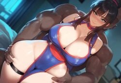 1girl1boy ai_generated ass big_ass big_breasts chichi dark_skin dragon_ball dragon_ball_z female sinderellaart tagme white_body woman