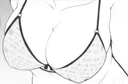 1girls big_breasts bra breasts busty cleavage close-up female huge_breasts large_breasts maeno_chiho monochrome original puffy_nipples tamagoro tamagoroo_(funifuni_labo) underwear