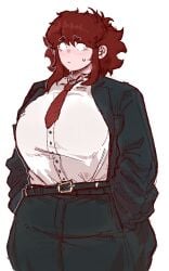 auburn_hair big_breasts blush breasts chubby_female cute dumb_girl fancy_clothing fat_ass flustered friday_night_funkin friday_night_funkin_mod girlfriend_(friday_night_funkin) hands_in_pockets huge_ass huge_breasts huge_thighs hyper_thighs korean_nooby_(artist) massacre_girlfriend_(friday_night_funkin) millie_(mistful_crimson_morning) mistful_crimson_morning nervous_sweat oc straining_clothing stretched_clothing suit suit_and_tie sweat sweatdrop thick_thighs thunder_thighs wide_hips worried