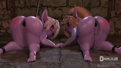 2girls 3d anal anal_beads anal_insertion anal_object_insertion animated ass ass_shake big_ass bondage butt_focus chains dungeon feet female female_only geministarsign infinite_anal_beads league_of_legends missmauveva moan moaning moaning_in_pleasure nibv nude nude_female on_floor operculum poppy purple_body purple_skin pushing_out riot_games shaking_ass shortstack sound sound_effects spank_marks spanking tagme tongue_out tristana video voice_acted yordle