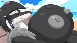 1girls 2021 animated anthro anthro_only anthrofied ass beach big_breasts breast_grab breasts evov1 female female_only fur furry furry_only giant_breasts hand_on_breast hi_res highres huge_breasts large_breasts looking_at_viewer nintendo nipples no_sound obstagoon pokémon pokémon_(species) pokemon soft_breasts solo video video_games