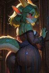 1girls ai_generated anthro anthro_female female green_hair green_scales horns kobold original_character pixi_(scorpianpp) red_eyes scalie scalie_humanoid scorpianpp self_upload short_hair shortstack stable_diffusion