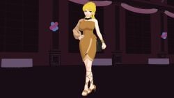 1girls blonde_female blonde_hair clothed_female dress hair_tied hand_on_hip long_hair long_hair_female purple_eyes purse rwby solo_female theblackbirdcalls yang_xiao_long