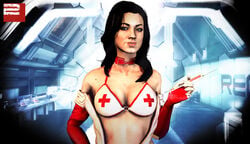 1girls 3d 3d_(artwork) artist_name bioware black_hair breasts busty eyelashes eyes female female_only hair hips human legs light-skinned_female light_skin mass_effect mass_effect_2 miranda_lawson nurse solo thick thighs trueprince voluptuous wide_hips