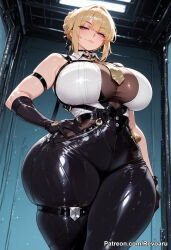 1girl ai_generated big_breasts blonde_hair evelyn_chevalier female hoyoverse huge_breasts mature_female revoaru thick_thighs thighs zenless_zone_zero zzz