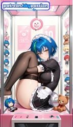 1girls 2026 ai_assisted ai_generated anime blue_hair character_doll hi_res high_quality high_resolution high_school_dxd highres maid maid_apron maid_headdress multicolored_hair patreon patreon_username skypassion stable_diffusion stuffed_animal stuffed_toy teddy_bear thighhighs watermark xenovia_quarta