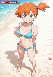 1girl absurd_resolution absurdres ai ai-created ai_art ai_generated anime_coloring bare_arms bare_legs bare_shoulders beach bikini bikini_bottom bikini_top blue_sky blush cloud detailed_background dynamic_angle dynamic_pose exhibitionism exibitionism exited explicit game_freak glossy glossy_body glossy_skin gorgeous green_eyes hair_tie hentai hi_res high_contrast high_quality high_resolution in_heat kasumi_(pokemon) ken_sugimori looking_at_viewer lying misty_(pokemon) navel nsfw ocean orange_bikini orange_hair outdoors palm_tree patreon perfect_anatomy pervert_female plump pokemon pokemon_(anime) ponytail presenting rating_explicit reclining rock sand sea sexy sexy_body sexy_female sexy_pose side_ponytail smile soft_shading solo source_anime spiky_hair sunlight swimsuit teasing teasing_viewer thighs towel voluptuous voluptuous_body voluptuous_female water
