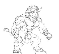 animal_genitalia anthro balls blizzard_entertainment bovid bovine braided_hair cattle european_mythology flaccid fur genitals greek_mythology hair hooves horn male male/male mammal minotaur mythology naughty_ram penis sheath solo tauren video_games warcraft warrior