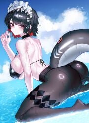 1girls artist_request ass breasts ellen_joe female female_focus female_only large_ass large_breasts light-skinned_female light_skin looking_at_viewer solo thick_thighs thighs wide_hips zenless_zone_zero