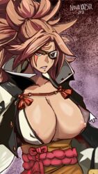 1girls 2021 4th_wall_breaking baiken busty female female_focus female_only fourth_wall guilty_gear nova_kaizer pink_hair solo tagme