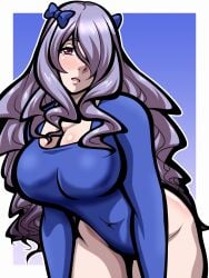 1girls alternate_costume bare_thighs breasts camilla_(fire_emblem) cleavage female_only fire_emblem fire_emblem_fates hair_over_one_eye inabakun00 large_breasts long_hair long_sleeve_leotard looking_at_viewer nintendo open_mouth purple_eyes purple_hair solo thighs very_long_hair violet_eyes wavy_hair