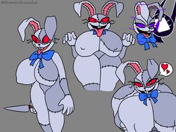 big_breasts bowtie breast_squeeze buckteeth bunny doodle five_nights_at_freddy's five_nights_at_freddy's:_security_breach fully_clothed furry gremlingrounded huge_breasts knife nipple_bulge paizuri paizuri_over_clothes rabbit thick_thighs titjob vanny_(fnaf)