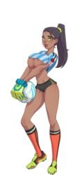 1girls big_breasts black_hair character_sheet dark-skinned_female exposed_breasts exposed_nipples female_focus female_only gloves kink_inc. latina long_socks looking_at_viewer magdalena_(kink_inc.) model_sheet nipples nipples_showing nutaku ponytail slim_waist small_shirt sneakers solo_female solo_focus sports_shoes tender_troupe transparent_background volleyball volleyball_uniform yellow_eyes