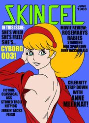 blonde_hair cyborg_009 english_text female francoise_arnoul green_eyes headband no_bra small_breasts solo toonytease