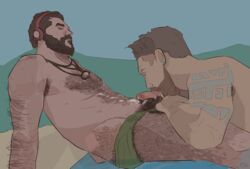 2boys bara beard blowjob cum gangplank gay graves_(league_of_legends) hairy league_of_legends male male/male male_only pool_party_graves pool_party_series suck_him_dry sucking_balls yaoi