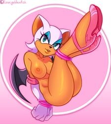 1girls anthro bat bat_ears bat_humanoid bat_wings big_breasts breasts female female_only green_eyes high_heels linorgoldenfish nipples rouge_the_bat sega solo solo_female sonic_(series) sonic_the_hedgehog_(series) thick_thighs tied_up