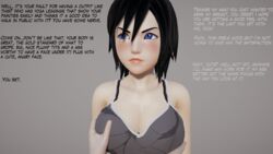 3d angry big_breasts blush breast_grab dialogue disney groping kingdom_hearts large_breasts looking_away roseza square_enix tank_top text xion