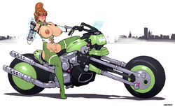 1girls aged_up big_breasts bishoujo_senshi_sailor_moon breasts brown_hair dmitrys female female_only human large_breasts makoto_kino motorcycle nipples sailor_jupiter solo tagme