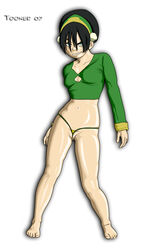 1girls artist_name avatar_legends avatar_the_last_airbender clothing color earth_kingdom female female_only flat_chest human human_only panties pussy solo straight_hair tooner toph_bei_fong