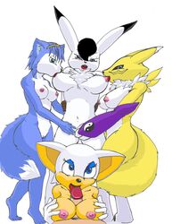 4girls animal_ears anthro arms_behind_back behemuth black_hair black_nose black_sclera blue_eyes blue_fur blue_hair bokko bound breasts bunny_ears bunny_tail chest_tuft color crossover cyan_eyes digimon erection eyeshadow female fingering fox fur furry furry_breasts furry_ears furry_tail hair human human_on_anthro interspecies kemono krystal lagomorph licking licking_penis male mammal multiple_females multiple_girls nintendo open_eyes open_mouth paizuri penis penis_lick penis_licking pointy_ears rabbit renamon rouge_the_bat sega short_hair sonic_(series) star_fox straight sucking tail the_amazing_3 titfuck titjob video_games vulva white_background white_fur yellow_fur yuri