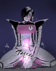 android blush cock dark_background dick drool drooling glow glowing_genitalia glowing_penis hair heart horny mettaton mettaton_ex pink_blush robot_boy robot_humanoid robot_joints robotic_arm see-through shaking sweat sweatdrop sweating sweaty thighs transparent undertail undertale undertale_(series)