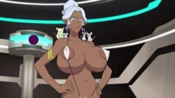 1girls areolae dark_skin dark_skinned_female diklonius edit female huge_breasts long_hair micro_bikini mouse nipple_bulge princess_allura stern_look voltron voltron:_legendary_defender white_hair