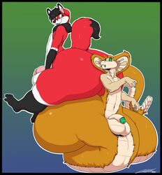 absurd_res anthro apode ass canid canine deonwolf draconcopode duo fox hi_res hyper legless male male/male mammal naga reptile scalie serpentine snake