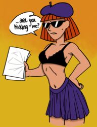 black_bra doug edit english_text judy_funnie red_hair small_breasts sunglasses tinted_eyewear