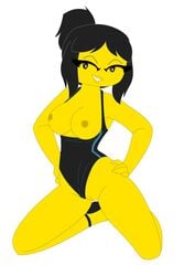 bathing_suit black_hair duchess_pixal female_only lego ninjago nya_(ninjago) one-piece_swimsuit swimsuit tagme tits yellow_body yellow_skin