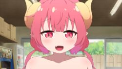 16:9 2d 2d_animation animated big_breasts blush dragon_girl horns ilulu_(dragon_maid) kamuo miss_kobayashi's_dragon_maid monster_girl mouth_open pink_hair sharp_tooth