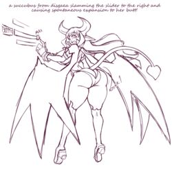 1girls 2021 ass ass_expansion attribute_slider big_ass big_breasts breasts demon_girl disgaea female female_only game_mechanics horns looking_back monochrome n647 nippon_ichi_software request sketch slider solo spade_tail succubus succubus_(disgaea) tail text thick_thighs thin_waist voluptuous wide_hips wings