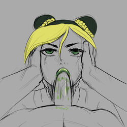 blowjob doktor_malefic fellatio female green_lipstick head_grab jojo's_bizarre_adventure jolyne_kujo lips lipstick lipstick_mark lipstick_on_penis male oral penis sketch stone_ocean tomboy