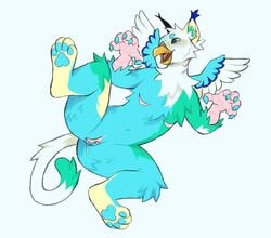 1cuntboy 4_toes 5_fingers andromorph anthro avian barefoot beak blue_body blue_claws blue_eyebrows blue_fur blue_pawpads blue_wings bodily_fluids cheek_tuft chest_tuft claws clitoris cuntboy cuntboy_only digital_media_(artwork) digitigrade eyebrows facial_tuft feathered_wings feathers feet feral fingers front_view full-length_portrait fur genital_fluids genitals green_body green_fur gryphon hi_res humanoid_genitalia humanoid_pussy intersex mammal mastectomy_scar multicolored_body multicolored_fur mythological_avian mythology nude open_mouth pawpads pink_pussy pink_talons portrait pussy pussy_juice pussy_juice_string remy_(cxtbxrd) ronvi scar simple_background smile solo spread_legs spreading talons tan_body tan_fur toes tuft two_tone_tail two_tone_wings vucyak white_background white_body white_face white_feathers white_fur white_neck white_tail wings