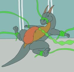 animated anthro bondage bound dragon entangled feral filling_(disambiguation) hi_res inflation male male_only penetration rathkin reptile scalie stretching swelling tentacle trapped urethral wrapped