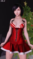 1girls 3d 3d_(artwork) abs alternate_hairstyle big_breasts black_hair blender blender_(software) christmas female female_focus final_fantasy final_fantasy_vii final_fantasy_vii_remake l3wd_jp short_hair solo solo_female tifa_lockhart wide_hips