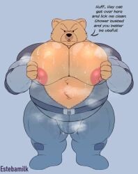 bear big_breasts big_moobs dogs_in_space estemilk jerry_(dogs_in_space) male_only moobs pecs sweaty