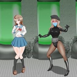 ass before_and_after beret boots brainwashing breasts drone droneification female fishnets fully_clothed gloves high_heels identity_death leotard mind_control moks revealing_clothes takeover thighs transformation transforming_into_combatant wide_hips