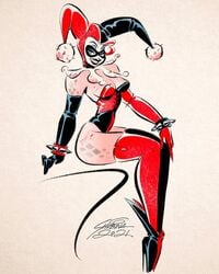 blue_eyes dc_comics female harley_quinn harley_quinn_(classic) high_heels solo spiked_bracelet sveta_shubina thighhighs