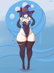 1girls ass big_ass big_thighs fat_ass female female_focus female_only franktonius genshin_impact huge_ass huge_thighs large_ass long_legs mona_(genshin_impact) smile solo thick thick_ass thick_thighs thighhighs wide_hips witch witch_hat