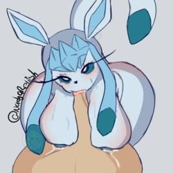 anthro ass blowjob_face blue_eyes breasts eeveelution fellatio female glaceon humanoid intersex milk nadjarelish nintendo oral paizuri penile pokémon_(species) pokemon pokemon_(species) sex slurp solo video_games