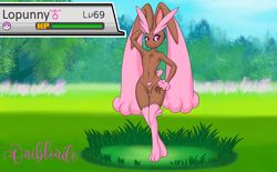 1boy absurd_res anthro balls brown_body brown_fur crossdressing cute_face cute_male eyeshadow femboy feminine feminine_body feminine_pose flaccid front_view fur genitals girly grass hair hi_res lagomorph leporid little_penis long_eyelashes lopunny male male_lopunny male_only mammal micropenis nintendo nude oniblonde outside penis pink_hair pink_nose pink_penis plant pokémon_(species) pokemon pokemon_(species) pose pretty_boy purple_eyes rabbit shiny_pokemon sissy small_penis small_testicles small_waist solo solo_focus synapsid tiny_balls tiny_penis trap video_games wide_hips