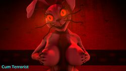 3d anthro anthrofied black_penis breasts bunny bunny_ears bunny_girl cumterrorist erection female five_nights_at_freddy's five_nights_at_freddy's:_security_breach gray_body grey_ears grey_skin holding_breast male_pov nipples orange_eyes paizuri penis pov pov_eye_contact straight titjob vanny_(fnaf) whiskers