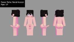 1boy 3d ashe_hendriksson_(fedolphin) ass black_hair blue_eyes character_profile erect_penis fedolphin femboy human humanoid male male_only mine-imator minecraft model nude_male outside solo tagme teenager