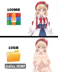 1girl ai ai-created ai_art ai_assisted ai_generated alixx_nswf angela_(mobile_legends) big_breasts blonde_hair breasts glasses hello_kitty_(character) huge_breasts mlbb mobile_legends mobile_legends:_bang_bang sexy