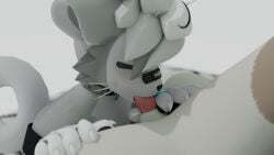 animal_genitalia anthro anthro_on_anthro anthro_penetrated anthro_penetrating anthro_penetrating_anthro band-aid bandage beverage blue_eyes cino_(dudos) coffee collar duo erection genitals grey_body hair hi_res male male/male male_penetrated male_penetrating male_penetrating_male mayu_(azuki) oral oral_penetration pe4eneg414 penetration penile penile_penetration penis penis_in_mouth sex sheath snout tail thundercloud_(pe4eneg) whiskers white_hair