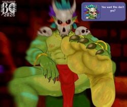 anthro bara barazoku brunisdraws feet foot_fetish lihzahrd lizard loincloth male male_only muscles muscular scalie skull skull_mask solo solo_male terraria witch_doctor_(terraria)