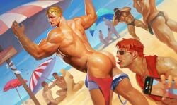 9boys ass ass_focus beach bulge bulge_through_clothing captain_america captain_america_(marvel_rivals) captain_america_(series) daredevil daredevil_(marvel_rivals) from_behind gay male male_focus male_only marvel marvel_rivals matt_murdock muscular muscular_male qai_san selfie solo_focus steve_rogers swimsuit swimsuit_down swimwear swimwear_down tongue tongue_out