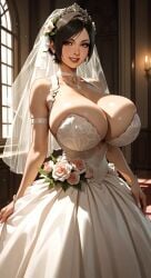ada_wong ai-created ai_art ai_assisted ai_generated big_boobs big_breasts big_tits boobs bridal_gauntlets bridal_veil bride female gazongas gigantic_tits huge_breasts huge_tits resident_evil solo tits tits_bigger_than_head wedding wedding_dress wedding_night wedding_veil